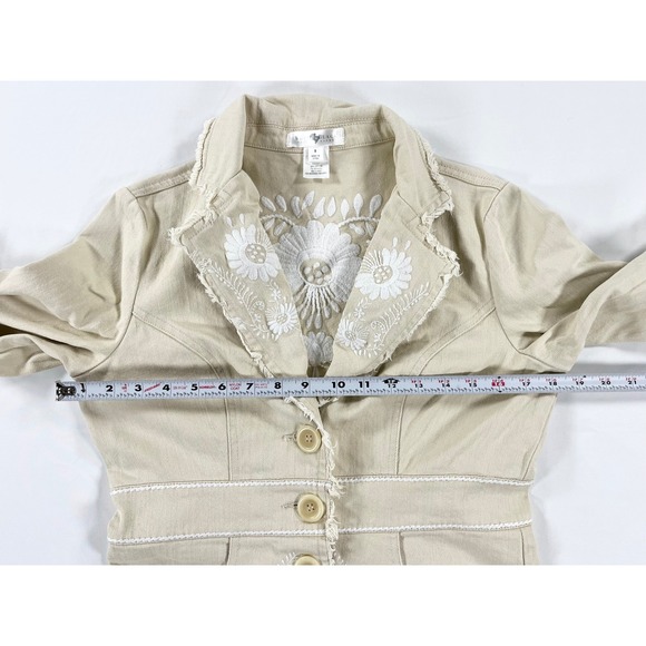 VTG Y2K Floral Embroidered Denim Jacket Blazer Boho Cottage Western Women's 8‎ - Picture 7 of 9